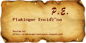 Plakinger Enciána névjegykártya